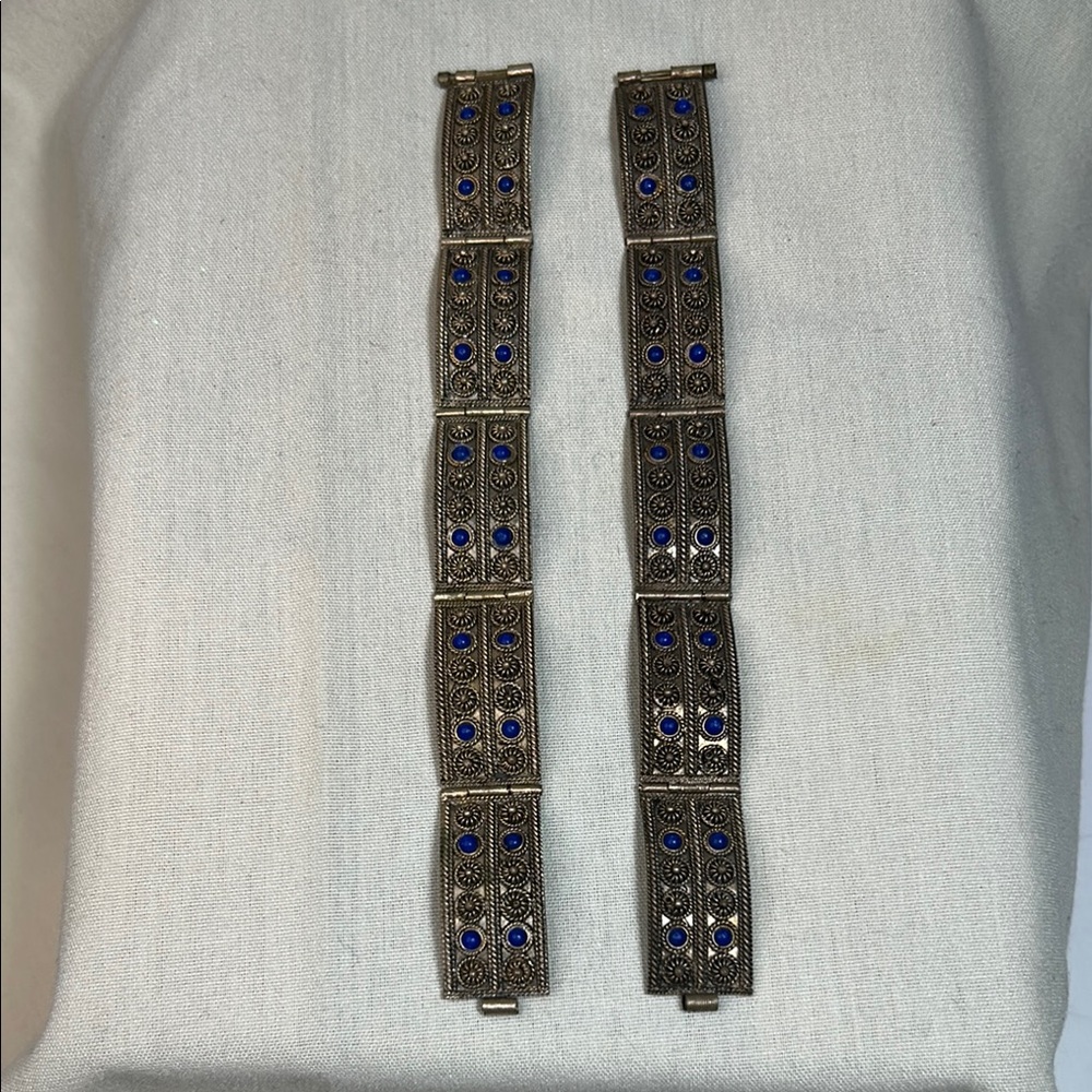 Vintage Silver and Blue Bracelets Turkish Design Navy blue and Golf color